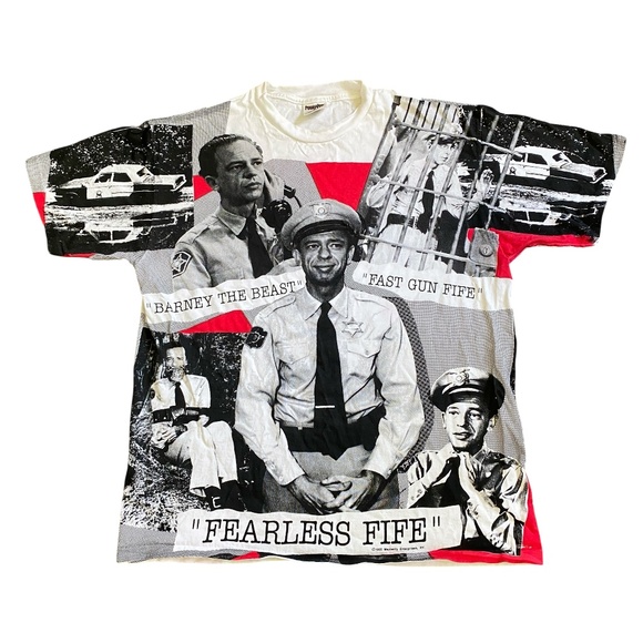 Vintage 90’s Barney Fife Mens XL Tee All Over Print Mayberry RFD Single Stitch - Picture 1 of 7